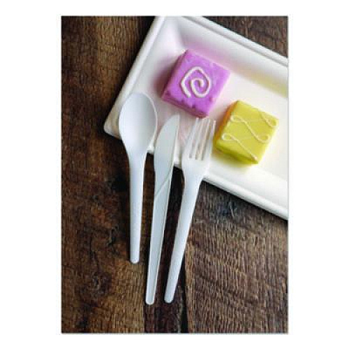Eco-Products Plantware CPLA Cutlery, Fork, White, 1,000/Carton (EPS017)