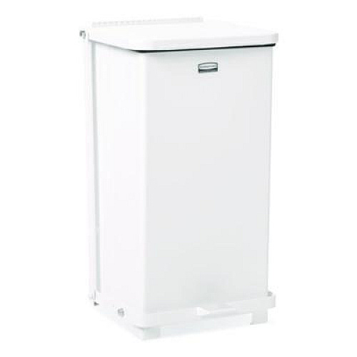 Rubbermaid Commercial Defenders Heavy-Duty Steel Step Can, 6.5 gal, Steel, White (ST12EPLWH)