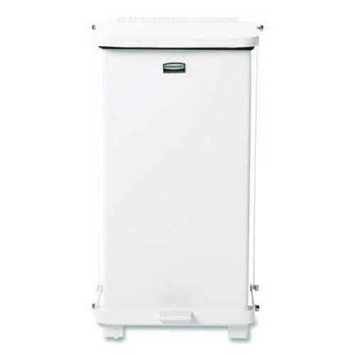 Rubbermaid Commercial Defenders Heavy-Duty Steel Step Can, 6.5 gal, Steel, White (ST12EPLWH)