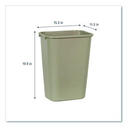 Rubbermaid Commercial Deskside Plastic Wastebasket, 10.25 gal, Plastic, Beige (295700BG)
