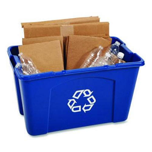 Rubbermaid Commercial Stacking Recycle Bin, 18 gal, Polyethylene, Blue (571873BE)