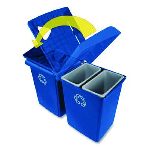 Rubbermaid Commercial Glutton Recycling Station, Four-Stream, 92 gal, Plastic, Blue (1792372)