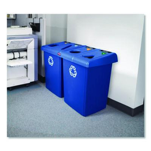 Rubbermaid Commercial Glutton Recycling Station, Four-Stream, 92 gal, Plastic, Blue (1792372)