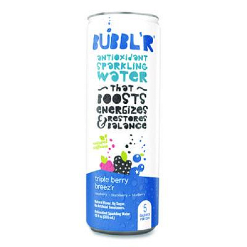 Bubbl'r Antioxidant Sparkling Water, Triple Berry Breez'r, 12 oz Can, 12 Cans/Carton (WIC00028)