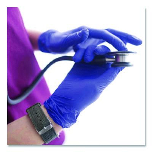 AMMEX Professional Nitrile Exam Gloves, Powder-Free, Medium, 3 mil Thick, Indigo, 100/Box (AINPF44100)