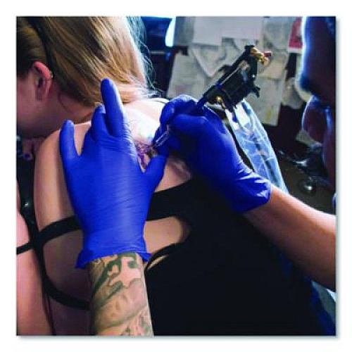 AMMEX Professional Nitrile Exam Gloves, Powder-Free, Medium, 3 mil Thick, Indigo, 100/Box (AINPF44100)