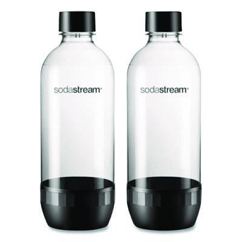 SodaStream Carbonating Bottle Twin Pack, Plastic, 33 oz, Clear/Black (1042221010)