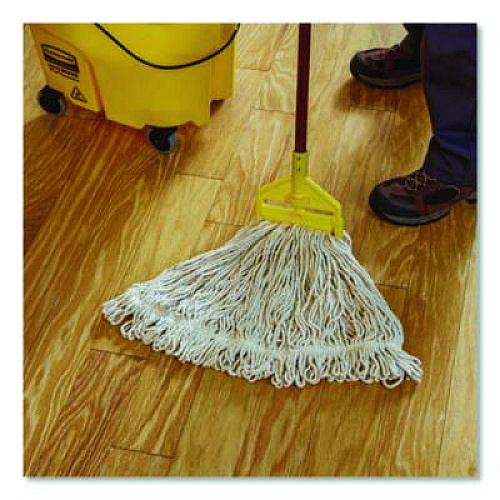 Rubbermaid Commercial Super Stitch Finish Mop Heads, Cotton/Rayon/Synthetic, Blue/White (FGD51306WH00)