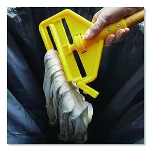 Rubbermaid Commercial Invader Wood Side-Gate Wet-Mop Handle, 54", Natural/Yellow (H115)