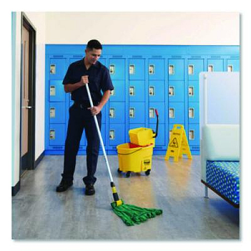 Rubbermaid Commercial Gripper Vinyl-Covered Aluminum Mop Handle, 1.13" dia x 60", Gray/Yellow (H236)