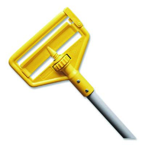 Rubbermaid Commercial Invader Aluminum Side-Gate Wet-Mop Handle, Vinyl Coating, 60", Gray/Yellow (H136)