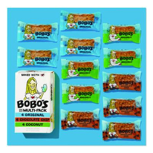 Bobo's Oat Bar Coconut/Chocolate Chip/Original Multipack, 3 oz Individually Wrapped, 12/Box (00098)