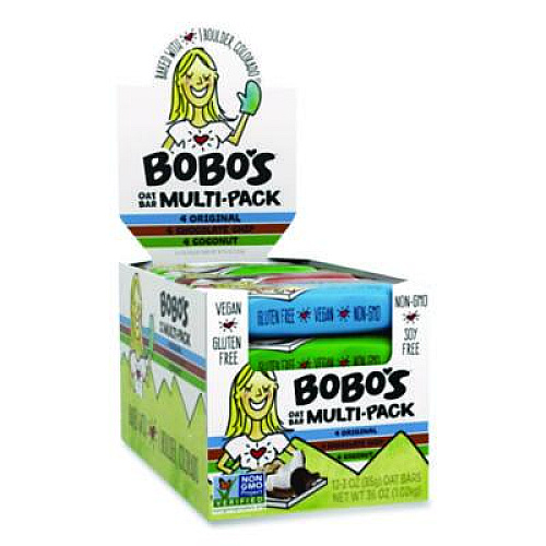 Bobo's Oat Bar Coconut/Chocolate Chip/Original Multipack, 3 oz Individually Wrapped, 12/Box (00098)