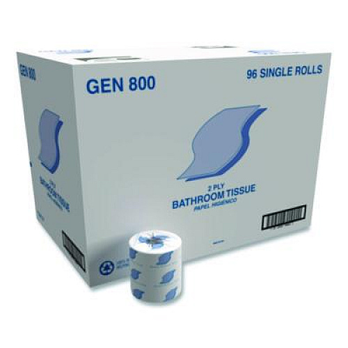 GEN Bath Tissue, Septic Safe, 2-Ply, White, 420 Sheets/Roll, 96 Rolls/Carton (800)
