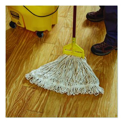 Rubbermaid Commercial Super Stitch Cotton Looped End Wet Mop, Large, 1" White Headband (FGD11306WH00)