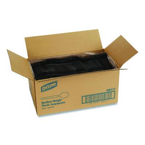 Dixie Mediumweight Polystyrene Cutlery, Soup Spoon, Plastic, Black, 1,000/Carton (SM517)