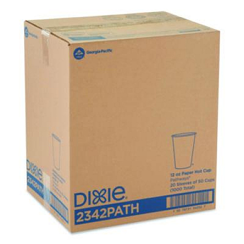 Dixie Pathways Paper Hot Cups, 12 oz, White/Brown, 50/Sleeve, 20 Sleeves/Carton (2342PATH)