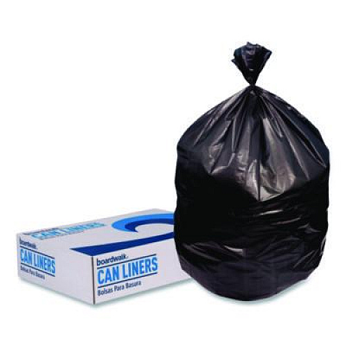 Boardwalk Reprocessed Resin Can Liners, 60 gal, 1.5 mil, 38 x 58, Black, Perforated Roll, 100/Carton (385815K)