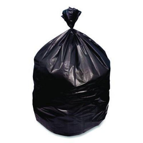 Boardwalk Reprocessed Resin Can Liners, 60 gal, 1.5 mil, 38 x 58, Black, Perforated Roll, 100/Carton (385815K)