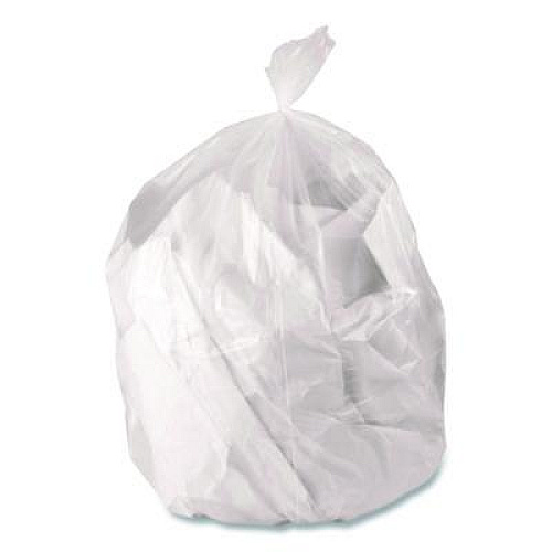 Boardwalk Low-Density Waste Can Liners, 45 gal, 0.9 mil, 40 x 46, Clear, Perforated Roll, 100/Carton (404609CL)
