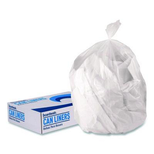 Boardwalk High-Density Can Liners, 45 gal, 12 mic, 40 x 48, Natural, Perforated Roll, 250/Carton (404812N)