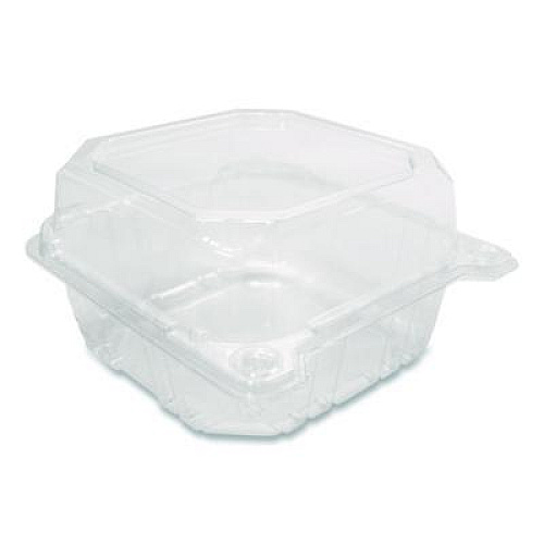 Karat PET Plastic Hinged Container, 6 x 6 x 3.3, Clear, Plastic, 500/Carton (FPHC66PET1C)