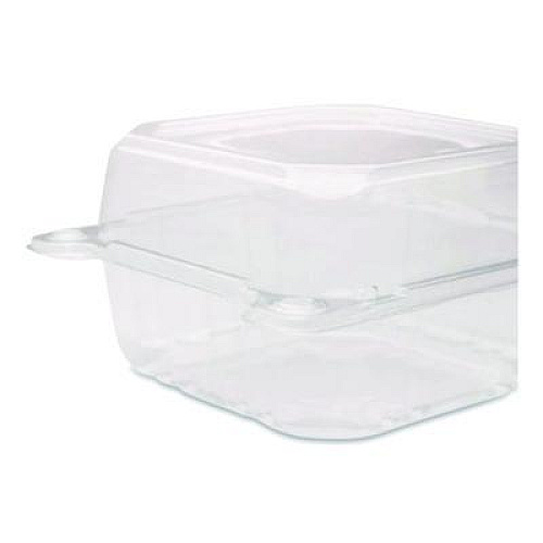 Karat PET Plastic Hinged Container, 6 x 6 x 3.3, Clear, Plastic, 500/Carton (FPHC66PET1C)