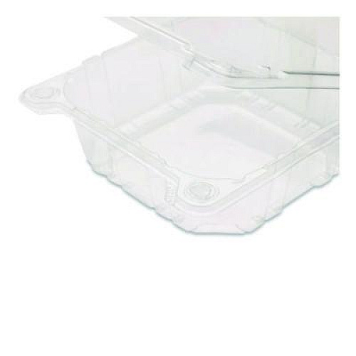 Karat PET Plastic Hinged Container, 6 x 6 x 3.3, Clear, Plastic, 500/Carton (FPHC66PET1C)