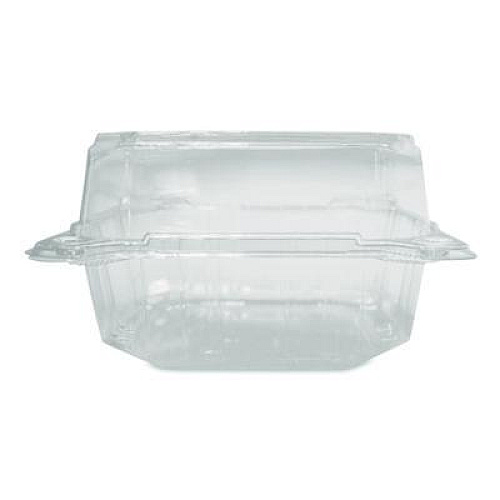 Karat PET Plastic Hinged Container, 6 x 6 x 3.3, Clear, Plastic, 500/Carton (FPHC66PET1C)