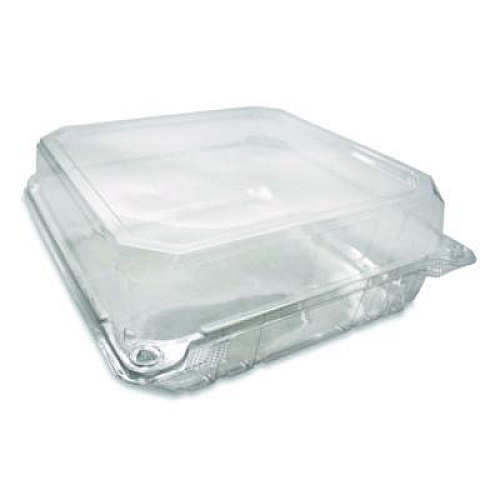 Karat PET Plastic Hinged Container, 9 x 9 x 3.6, Clear, Plastic, 100/Pack, 2 Packs/Carton (FPHC99PET1C)