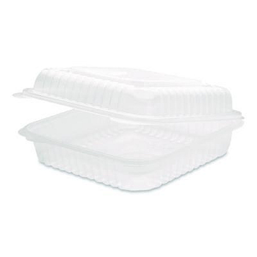 Karat Polypropylene Plastic Hinged Container, 9.35 x 9.22 x 3.17, Clear, Plastic, 50/Pack, 4 Packs/Carton (FPHC99PP1C)