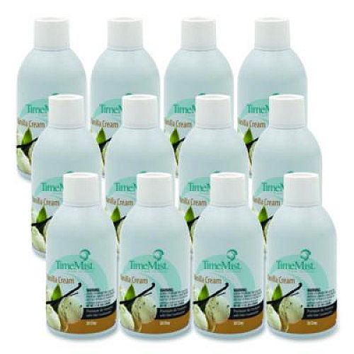 TimeMist Premium Metered Air Freshener Refill, Vanilla Cream, 5.3 oz Aerosol Spray, 12/Carton (1042737)