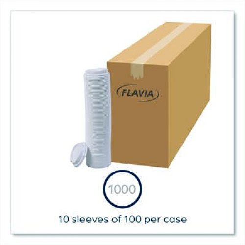 Hot Beverage Paper Cup Lids 10 oz, Fits FLAVIA 10 oz Paper Cup, White, 100/Sleeve, 10 Sleeves/Carton (25200019)