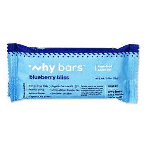 Why Bars Superfood Snack Bar, Blueberry Bliss, 2.04 oz Bar, 12/Box (WHY16209)