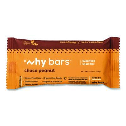 Why Bars Superfood Snack Bar, Choco Peanut, 2.04 oz Bar, 12/Box (WHY16204)