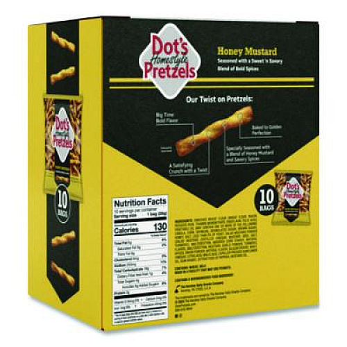 Dot's Pretzels Honey Mustard Pretzels, 1 oz Bag, 10/Box (DDP71948)
