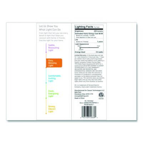 GE Classic LED SW Non-Dim A19 Light Bulb, 5.5 W, Soft White, 4/Pack (93131062)