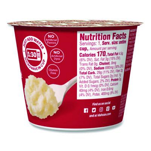 Idahoan Buttery Homestyle Mashed Potatoes, 1.5 oz Cup, 10/Carton (IDA33141)