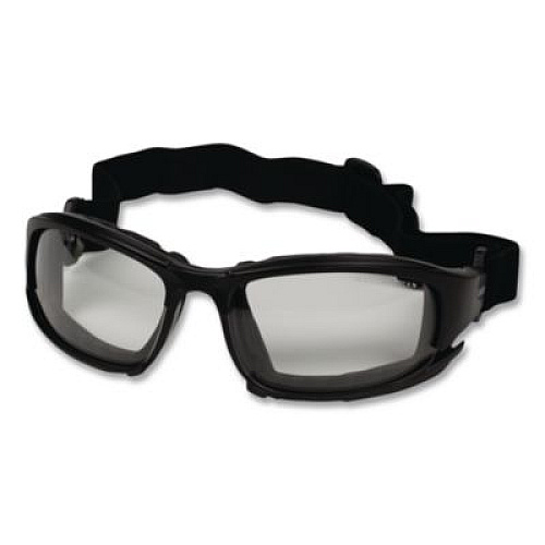 KleenGuard V50 Calico Safety Eyewear with Head Strap, Black Full Frame, Clear Dual Anti-Fog Lens (25672EA)
