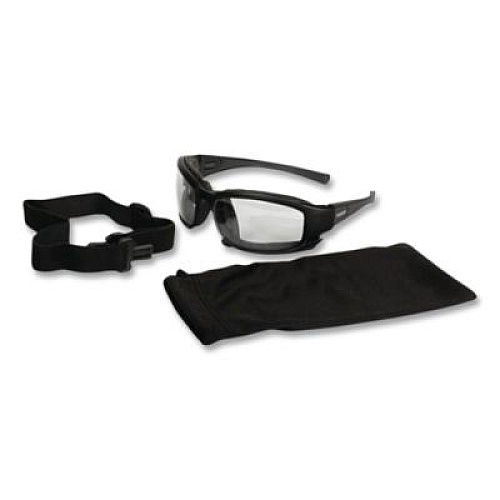 KleenGuard V50 Calico Safety Eyewear with Head Strap, Black Full Frame, Clear Dual Anti-Fog Lens (25672EA)