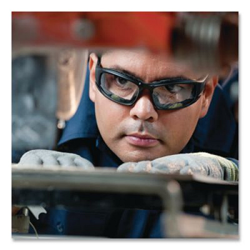 KleenGuard V50 Calico Safety Eyewear with Head Strap, Black Full Frame, Clear Dual Anti-Fog Lens (25672EA)