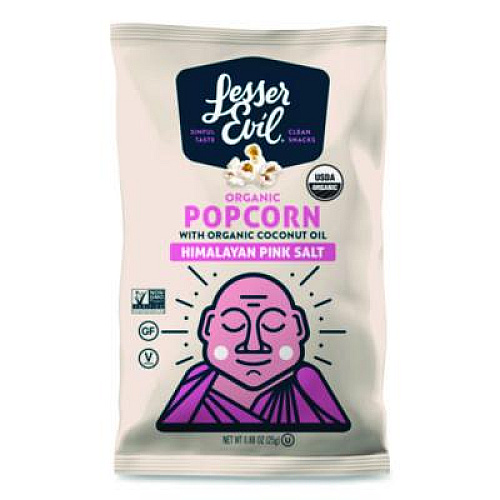 LesserEvil Snack Organic Himalayan Pink Salt Popcorn, 0.88 oz Bag, 18/Carton (LSN00141)