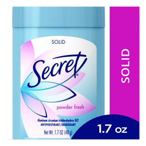 Secret Invisible Solid Anti-Perspirant and Deodorant, Powder Fresh Scent, 1.7 oz Stick (12442)