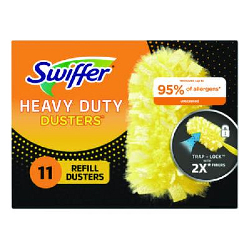 Swiffer Heavy Duty Dusters Refill, Trap + Lock Fiber, Yellow, 11/Box (99035BX)