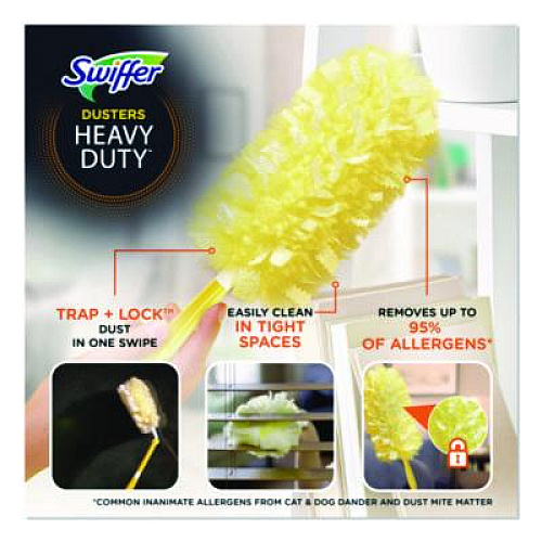 Swiffer Heavy Duty Dusters Refill, Trap + Lock Fiber, Yellow, 11/Box (99035BX)