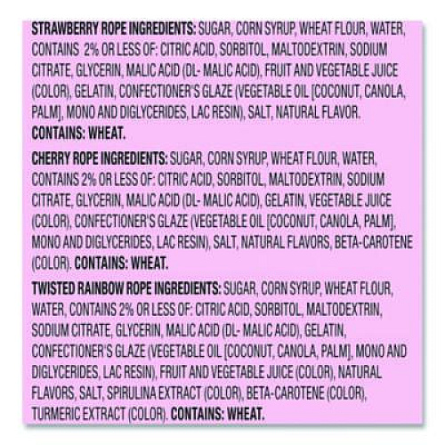 SweeTARTS Candy Treat-Size Ropes, Variety Mix, Assorted Flavors, 15 oz Bag (FER08072)