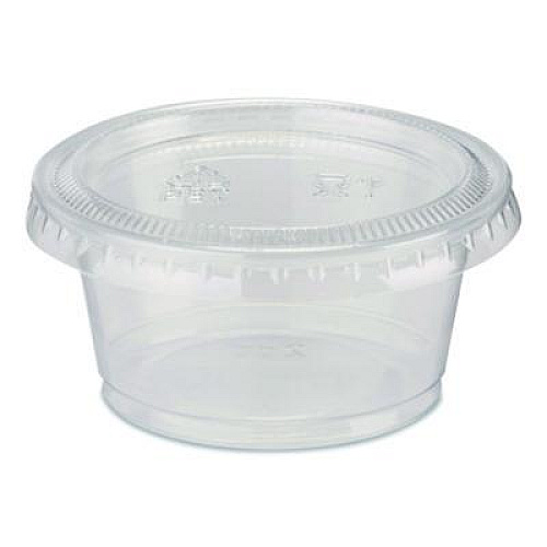 Dixie Plastic Portion Cup Lid, Fits 1.5 oz to 2 oz Cups, Clear, 100/Sleeve, 24 Sleeves/Carton (PL20CLEAR)
