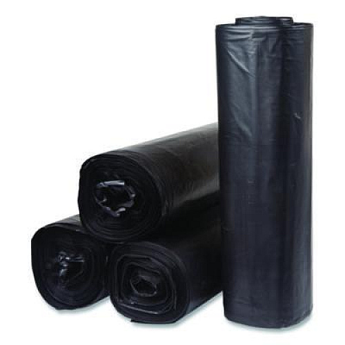 Inteplast Group Low-Density Commercial Can Liners, 60 gal, 1.15 mil, 38 x 58, Black, Interleaved Roll, 25 Bags/Roll, 4 Rolls/Carton (SLW3858SPK)