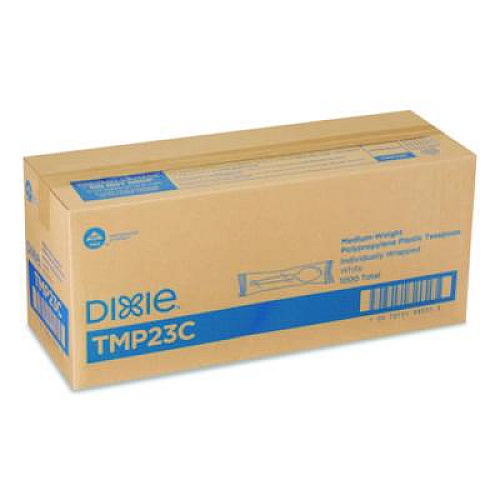 Dixie Mediumweight Polypropylene Cutlery, Individually Wrapped, Spoon, Plastic, White, 1,000/Carton (TMP23C)