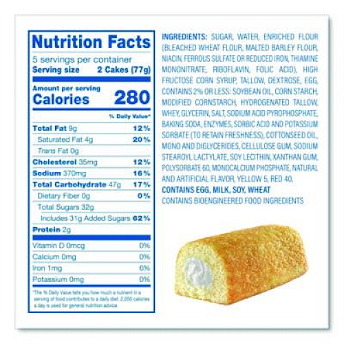 Hostess Twinkies, Vanilla, 1.36 oz Individually Wrapped, 10/Pack, 3 Packs/Carton (60004132)